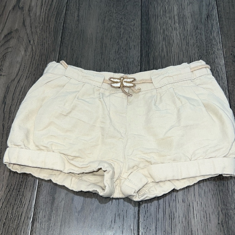 NWOT Zara baby girl pleated like khaki butterfly belted shorts with pockets